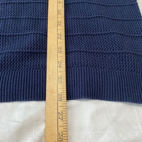 H by Halston Women's Loose Knit Navy See-through Short Sleeve Sweater Top 2XL - Picture 7 of 8